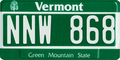 VT license plate NNW868