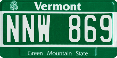 VT license plate NNW869