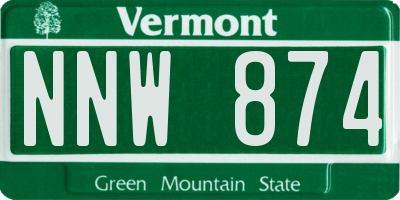 VT license plate NNW874