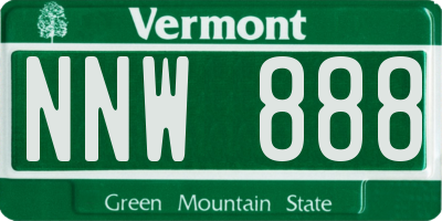 VT license plate NNW888