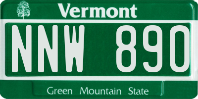 VT license plate NNW890