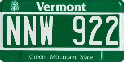 VT license plate NNW922