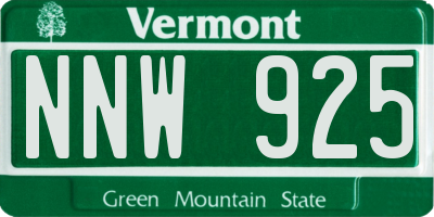 VT license plate NNW925