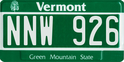 VT license plate NNW926