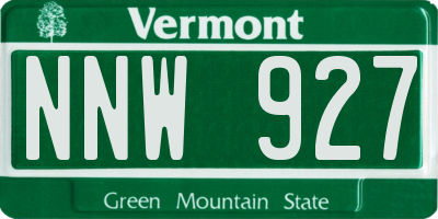 VT license plate NNW927