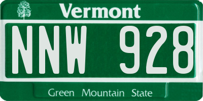 VT license plate NNW928