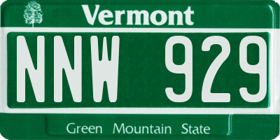 VT license plate NNW929