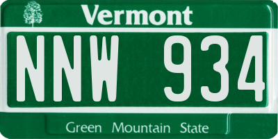 VT license plate NNW934