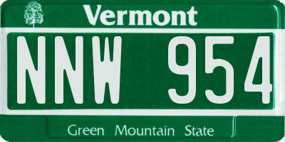 VT license plate NNW954