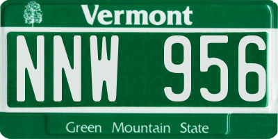 VT license plate NNW956