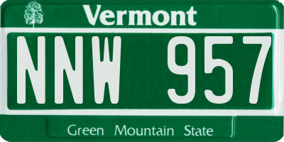 VT license plate NNW957