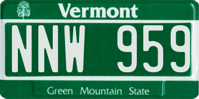 VT license plate NNW959