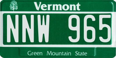 VT license plate NNW965
