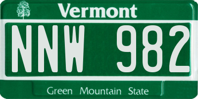 VT license plate NNW982