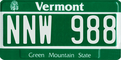 VT license plate NNW988
