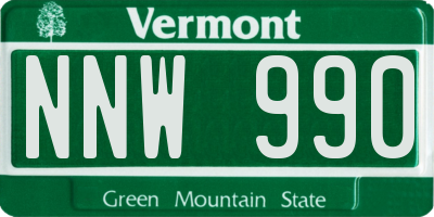 VT license plate NNW990