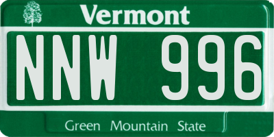 VT license plate NNW996