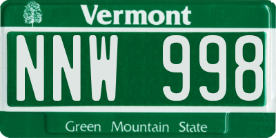 VT license plate NNW998