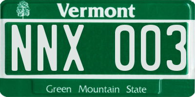 VT license plate NNX003