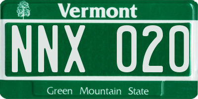 VT license plate NNX020