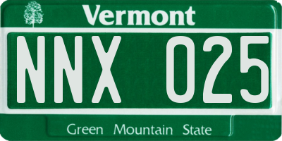 VT license plate NNX025