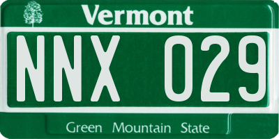 VT license plate NNX029