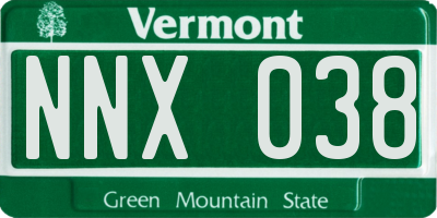 VT license plate NNX038