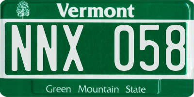 VT license plate NNX058