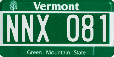 VT license plate NNX081