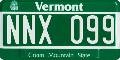 VT license plate NNX099
