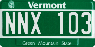 VT license plate NNX103