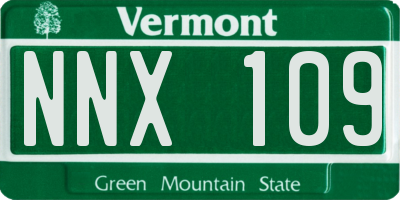 VT license plate NNX109