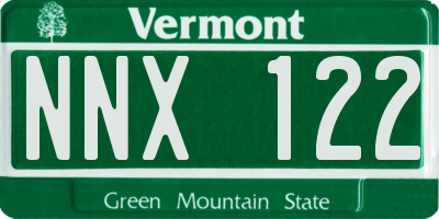 VT license plate NNX122