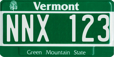 VT license plate NNX123