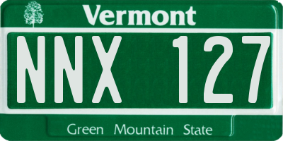 VT license plate NNX127