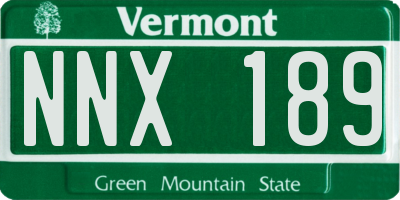 VT license plate NNX189