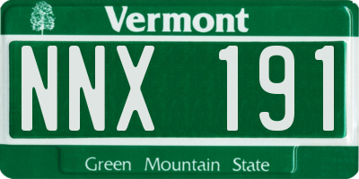 VT license plate NNX191