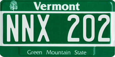 VT license plate NNX202