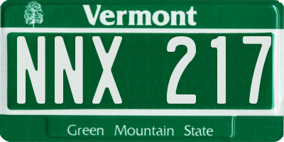 VT license plate NNX217