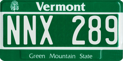 VT license plate NNX289