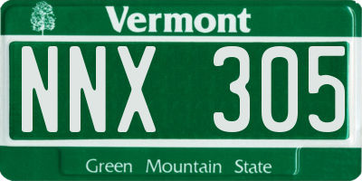 VT license plate NNX305