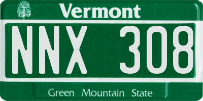 VT license plate NNX308