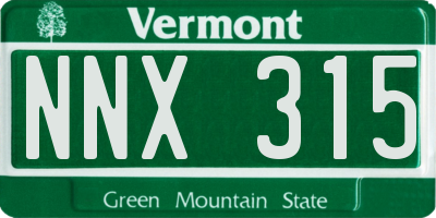 VT license plate NNX315