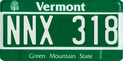 VT license plate NNX318