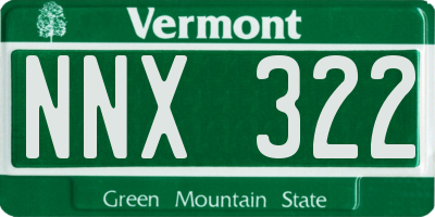 VT license plate NNX322
