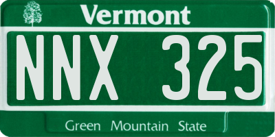 VT license plate NNX325