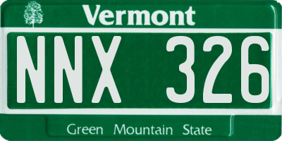 VT license plate NNX326