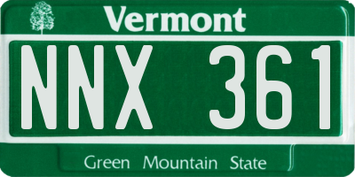 VT license plate NNX361