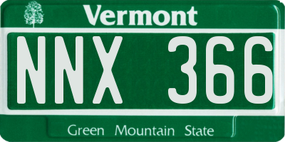 VT license plate NNX366