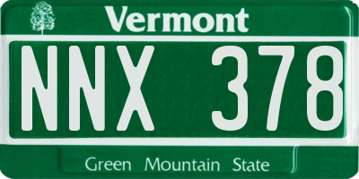 VT license plate NNX378